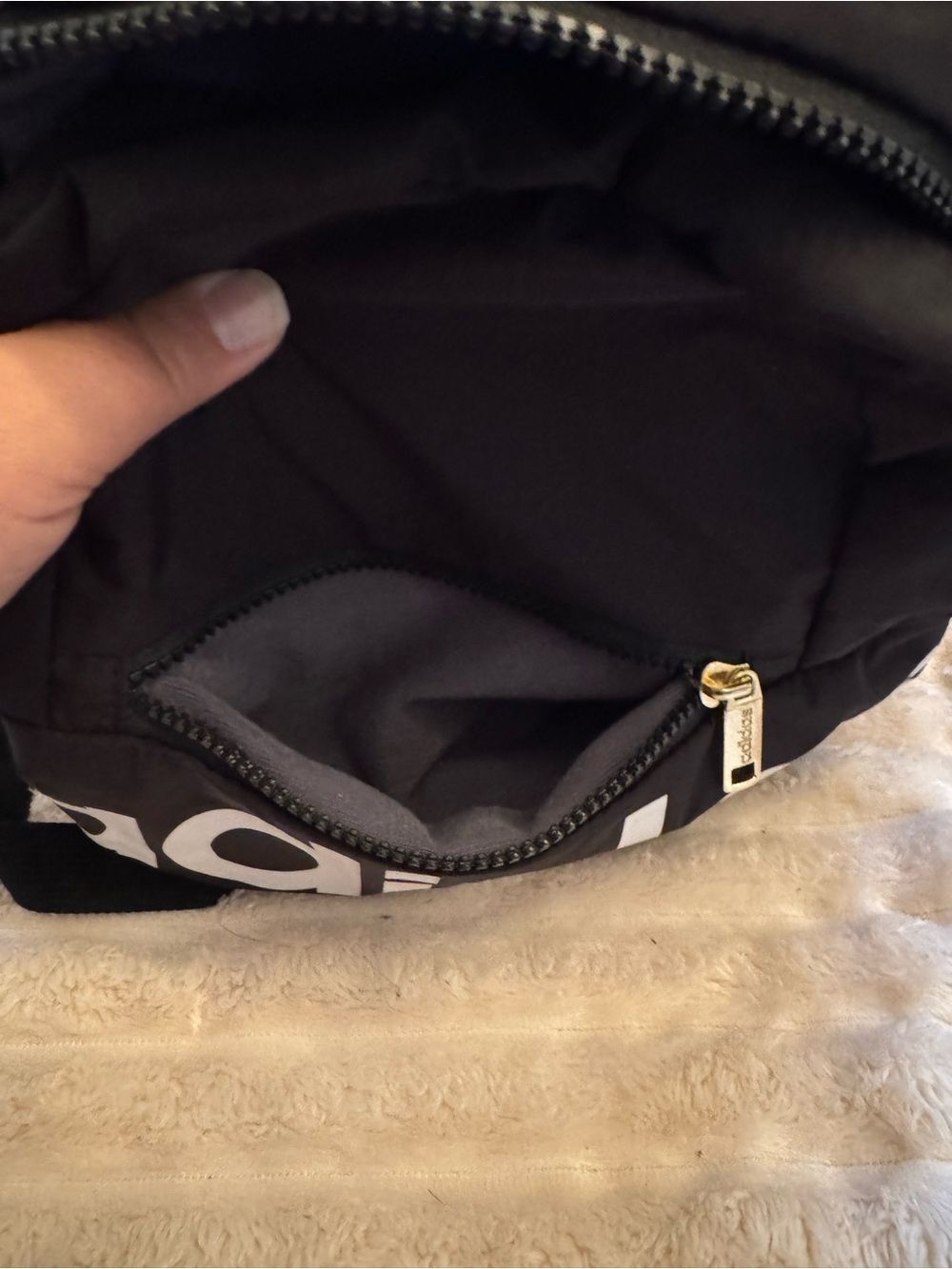 adidas Black mini Backpack with White Logo and Gold Zippers - Picture 4 of 5